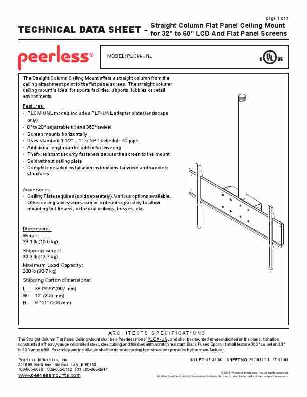 Peerless Industries Flat Panel Television PLCM-UNL-page_pdf